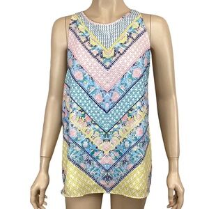 Antibes Blanc Sleeveless Spring Tank Size Small Colorful‎ Pattern